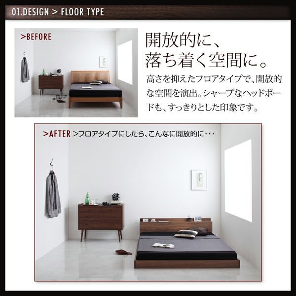 棚・コンセント付フロアベッド 【W.coRe】ダブルコア｜激安インテリア