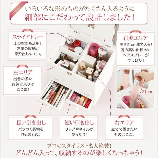 三面鏡付きカラフル木製メイクボックス｜激安インテリア家具の通販