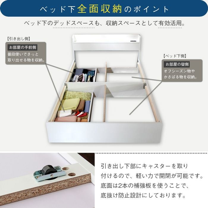 棚・コンセント付き収納ベッド 【RUES】ルース｜激安インテリア家具の