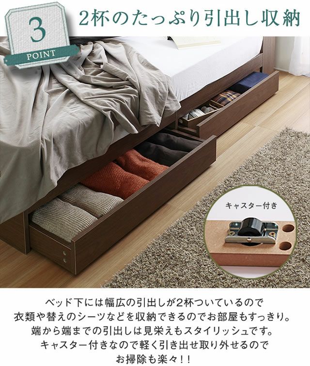 USBコンセント付 多機能収納ベッド 【FLAP】フラップ｜激安インテリア