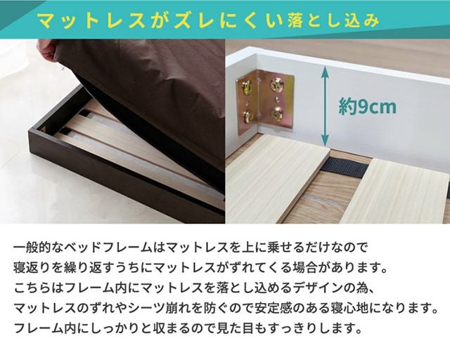 棚・USBコンセント付フロアベッド（すのこ床板）【Lonnie】ロニー