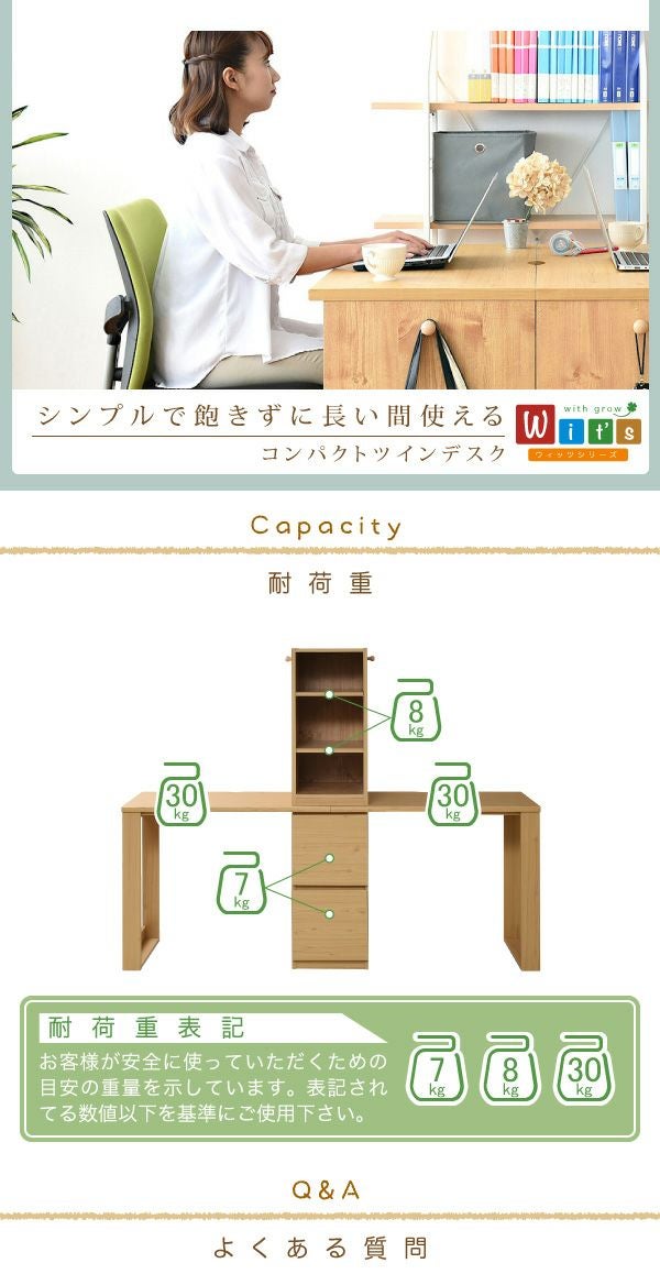 コンパクトツインデスク 【Wit's】ウィッツ ［ラック＋チェストタイプ