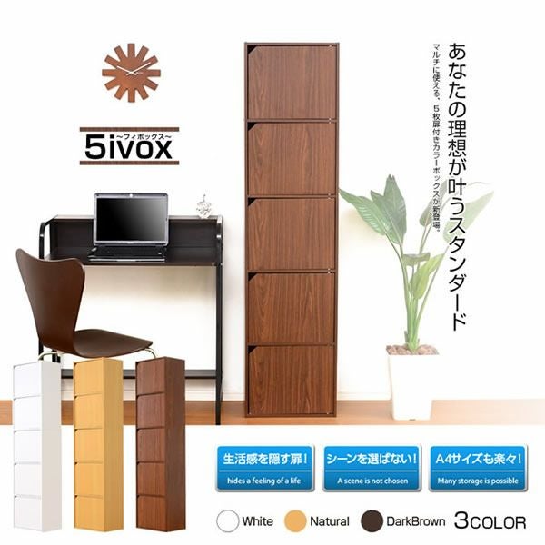 A4サイズ収納OK！扉付きカラーボックス 【5ivox】フィボックス｜激安