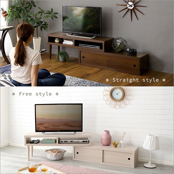 完成品☆伸縮式テレビ台☆引き戸タイプ 完成品！伸縮式テレビ台 引き戸タイプ 【Freeo】｜激安インテリア家具