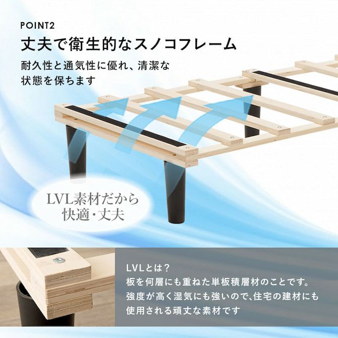 すのこフレーム仕様 ボンネルコイルマットレスベッド セミシングル