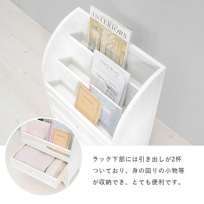 完成品！アンティーク調マガジンラック [引き出しタイプ]｜激安