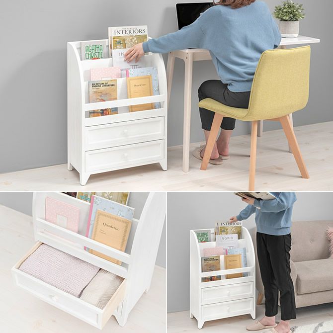 完成品！アンティーク調マガジンラック [引き出しタイプ]｜激安