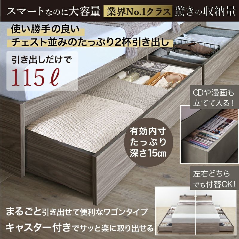 スマートなのに大容量、チェスト並みの引き出し2杯付き