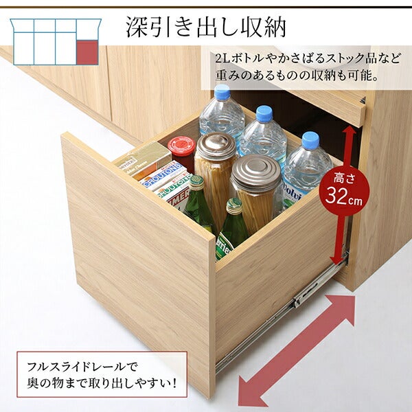 深型収納はペットボトルのストックなどに