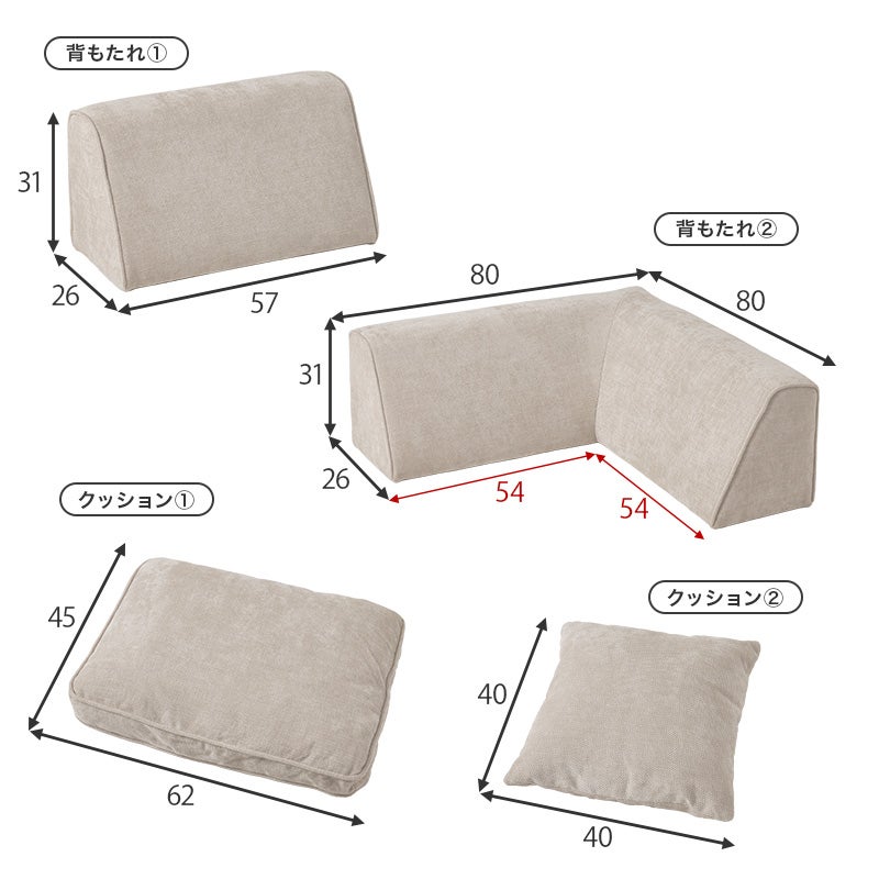背もたれ・クッションサイズ
