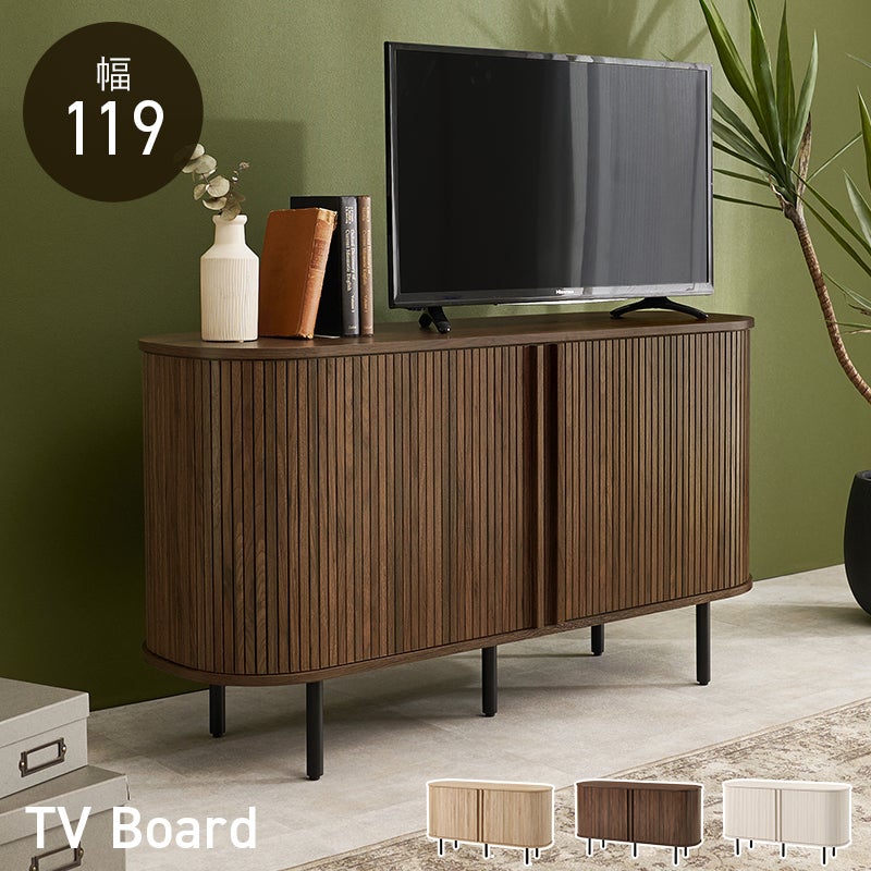 タンブール扉テレビ台　ハイタイプ　幅119cm