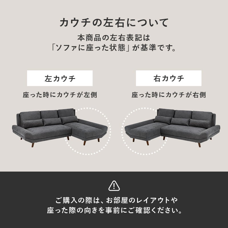 カウチの左右について 本商品の左右表記は「ソファに座った状態」が基準です。
