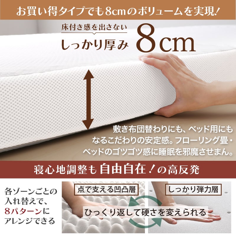 お買い得タイプでも8cmのボリュームを実現