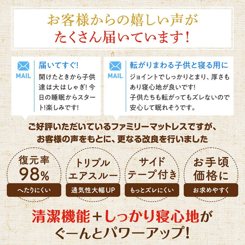 清潔機能・しっかり寝心地がパワーアップ