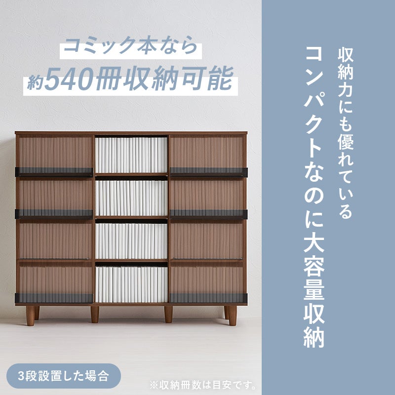 コミック本なら約540冊収納可能 収納力にも優れている コンパクトなのに大容量収納 3段設置した場合